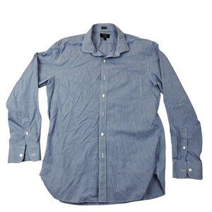 J.Crew Mens Dress Shirt Large 16-16.5 Neck Thompson Shirtings Blue Gingham